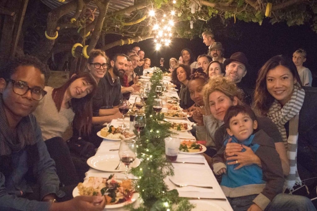 US expat Jen Kentrup (third from left) celebrating Thanksgiving in Hong Kong with her friends on Shek O Beach.