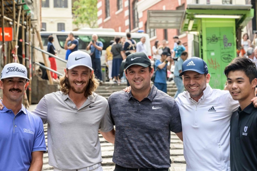 From left: Wade Ormsby, Tommy Fleetwood, Patrick Reed, Sergio Garcia and Hong Kong’s Steven Lam. Photo: AFP