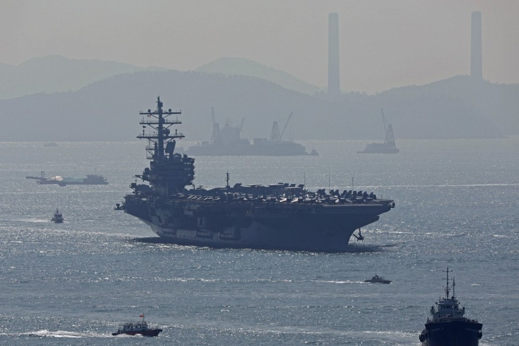 US aircraft carrier USS Ronald Reagan enters Hong Kong waters for a port visit on Wednesday. Photo: Roy Issa