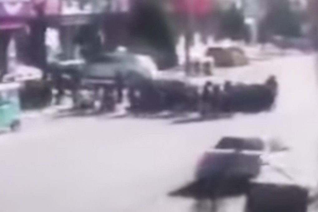 Five children died and 19 were injured after a car ploughed into a group of children crossing a road outside a primary school in northeast China on Thursday. Photo: YouTube