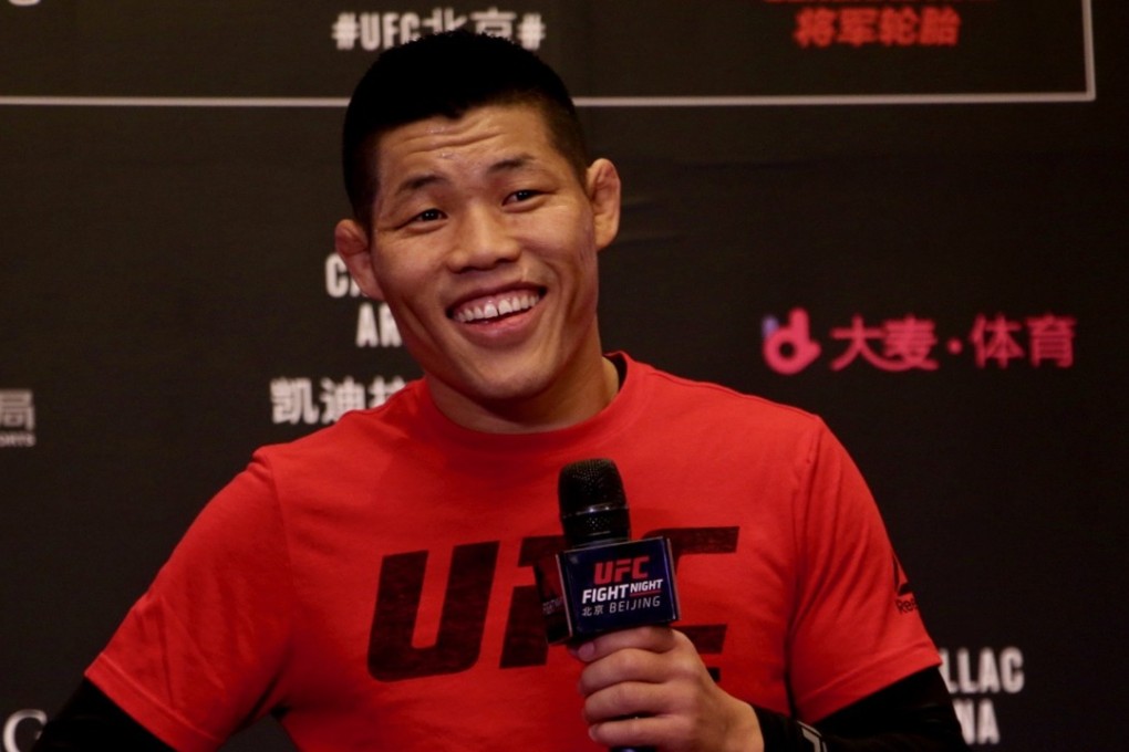 Li Jingliang speaks to the press at UFC Beijing. Photo: The Fight Nation