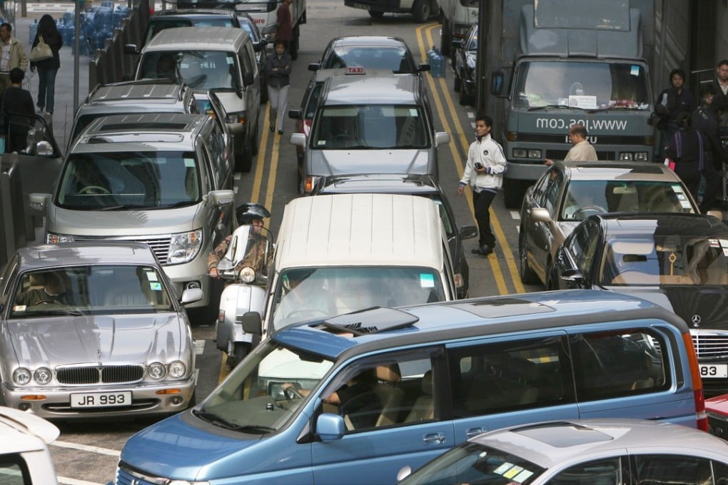 Cars parked in no-parking areas on both sides of Bank Street in Central cause traffic mayhem in 2007. Photo: SCMP