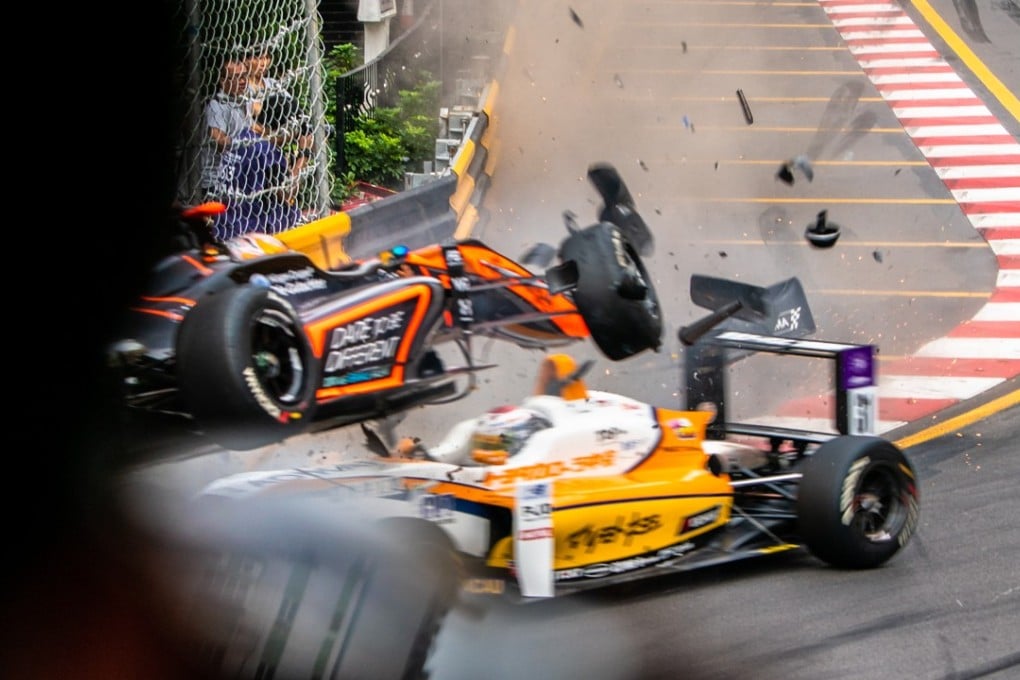 Sophia Floersch flies towards the photographer's bunker at the Macau Grand Prix. Photo: Christiaan Hart