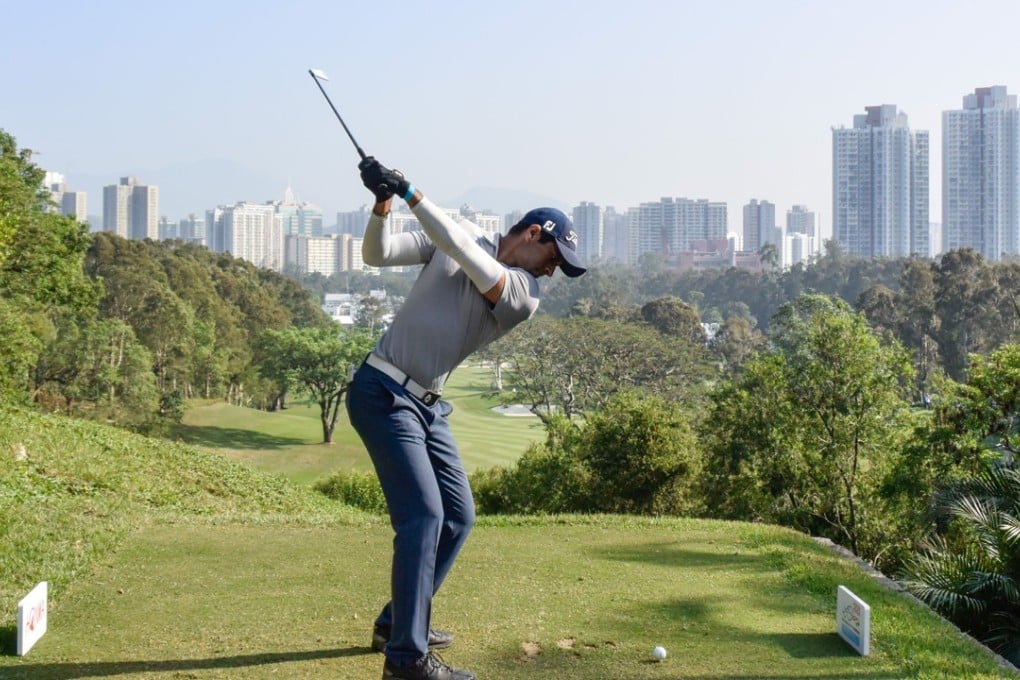 Aaron Rai hits a tee shot during the Hong Kong Open at Fanling. Photos: Richard Castka
