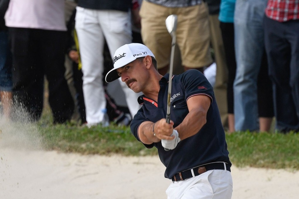 Wade Ormsby plays from the bunker at the Hong Kong Open on Saturday. Photo: Richard Castka