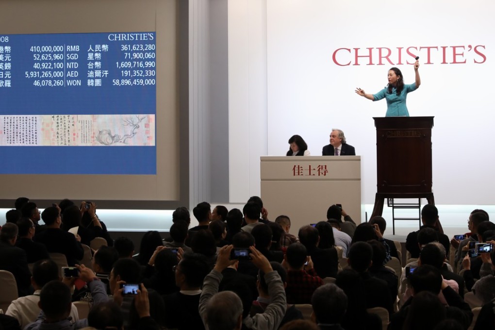 Christie’s auction sale of Wood And Rock, a painting by Song dynasty poet and artist Su Shi, at the Hong Kong Convention and Exhibition Centre in Wan Chai. Photo: Sam Tsang