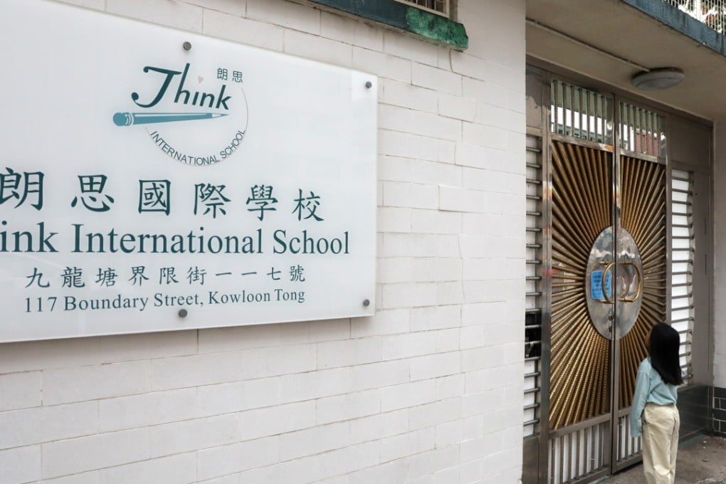 A student waits outside Think International School’s campus on Boundary Street in Kowloon Tong on November 15. After the Education Bureau suspended operations of Tsung Tsin Think Academy for failing to properly register, 170 children were placed at the Boundary Street facility. Photo: Nora Tam