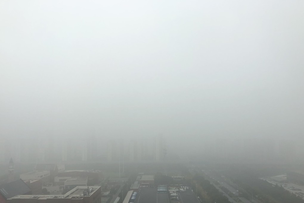 Suzhou city in Jiangsu province engulfed by smog on Tuesday. Photo: Handout