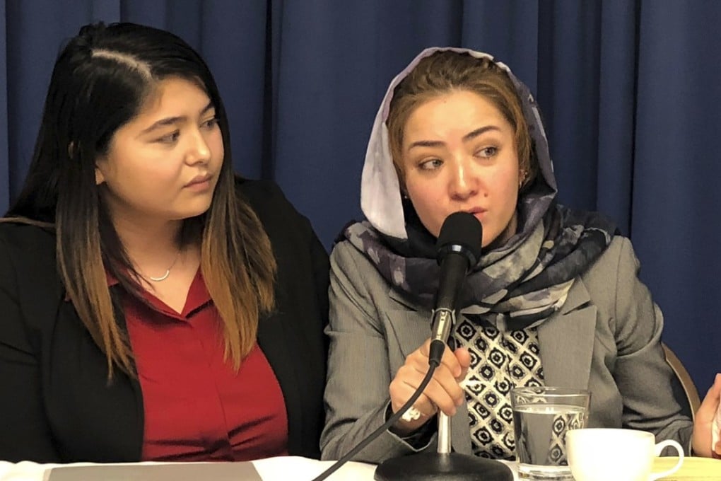 Mihrigul Tursun (right) said in Washington she had been tortured while detained in Xinjiang. Photo: AP