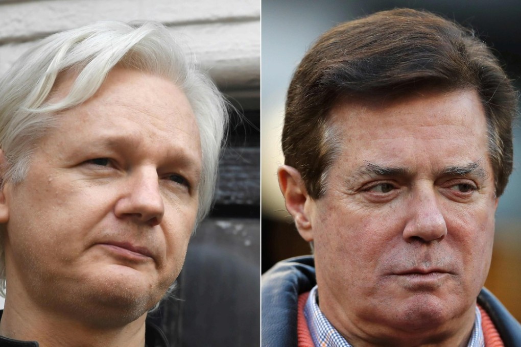 WikiLeaks founder Julian Assange (left) and former Trump presidential campaign manager Paul Manafort. Photo: Agence France-Presse