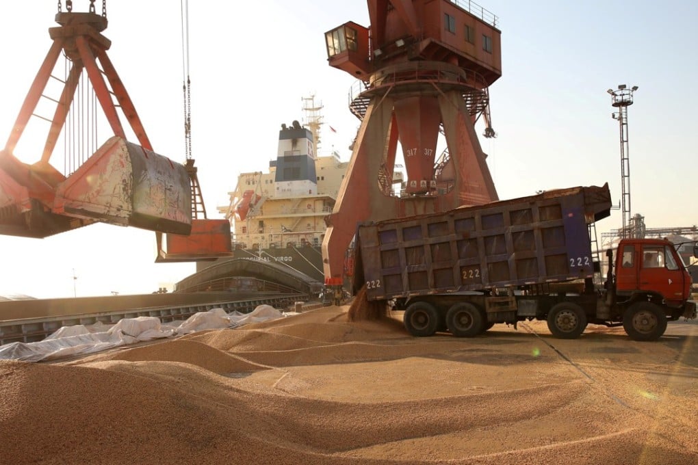 Imported soybeans being transferred at a port in Nantong, Jiangsu province. Because of the trade war, China is not buying many US soybeans, instead turning to other suppliers like Argentina. Photo: Reuters