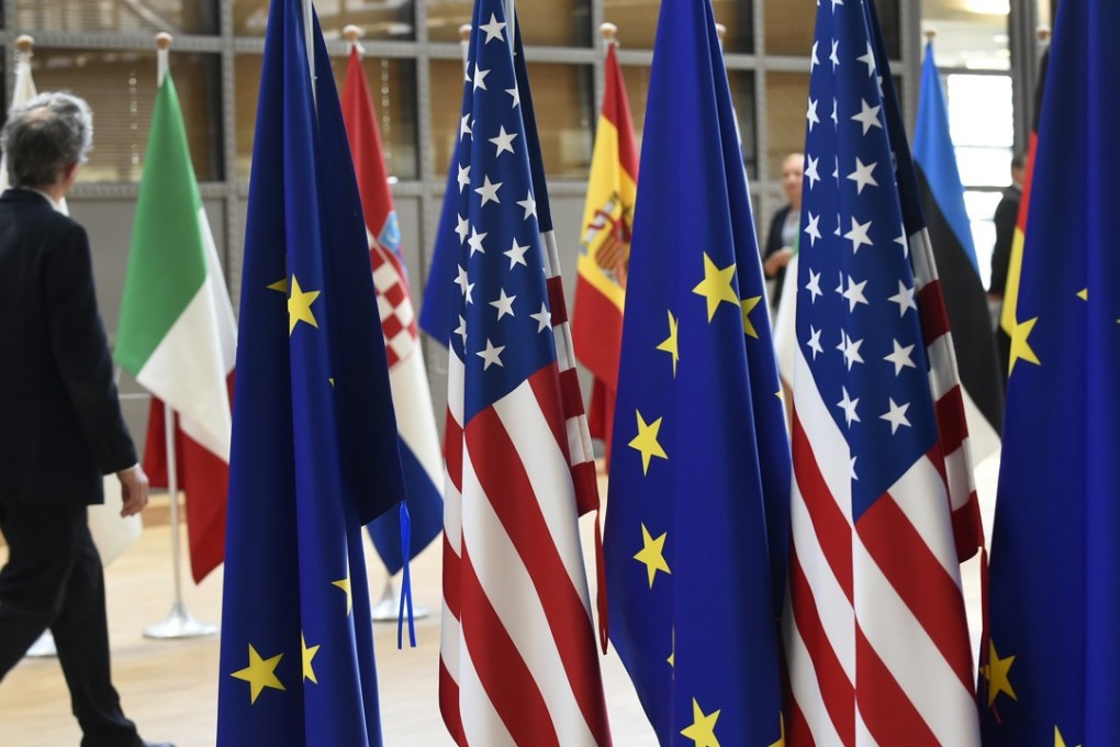 China and the EU could end 2018 with almost no positive record of successful cooperation in international organisations, Mathieu Duchatel writes. Pictured: US and European Union flags at EU headquarters in Brussels. Photo: AFP
