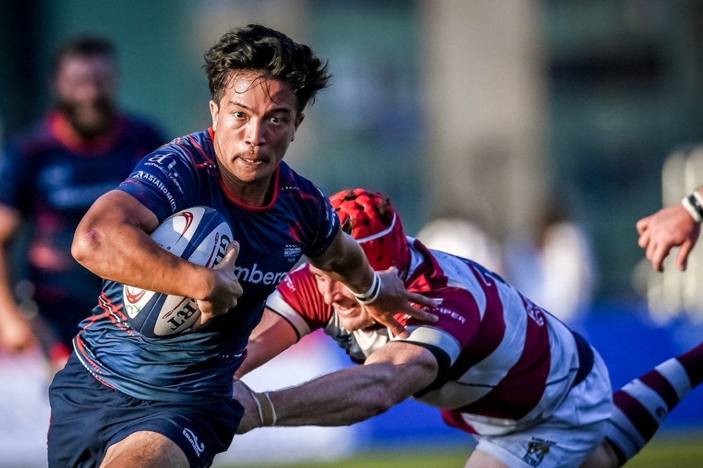 HK Scottish scrum half James Christie scored a highlight-reel try, running 50 metres to help his team beat Kerry Hotel Kowloon 45-13. Photos: HKRU