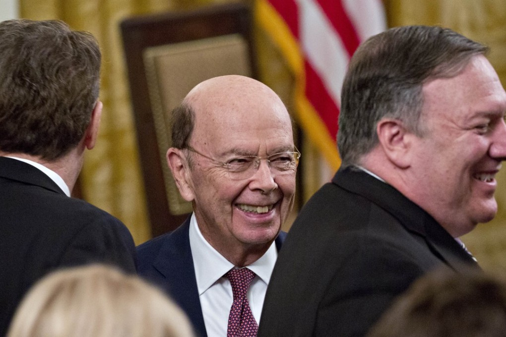 Wilbur Ross, left, US commerce secretary, and Mike Pompeo, US secretary of state at the White House this month. Ross is not part of the US contingent at the G20 summit in Buenos Aires, Argentina this week. Photo: Bloomberg