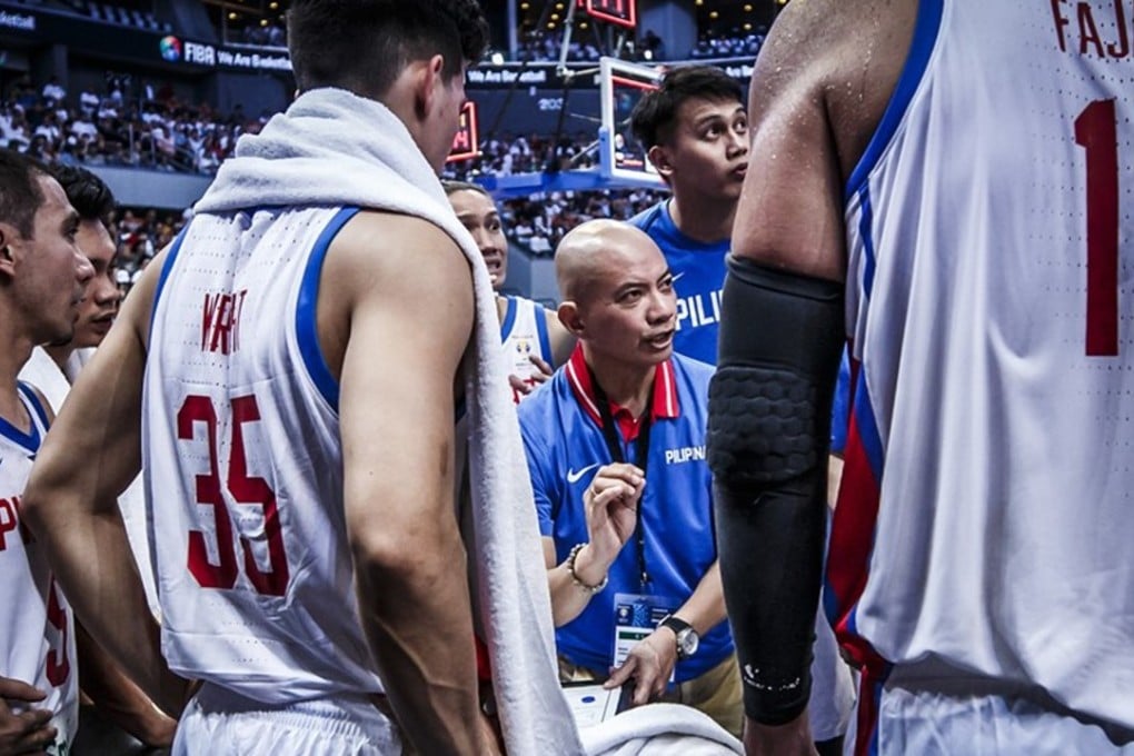 Philippines coach Yeng Guiao gives out instructions against Kazakhstan. Photo: Fiba