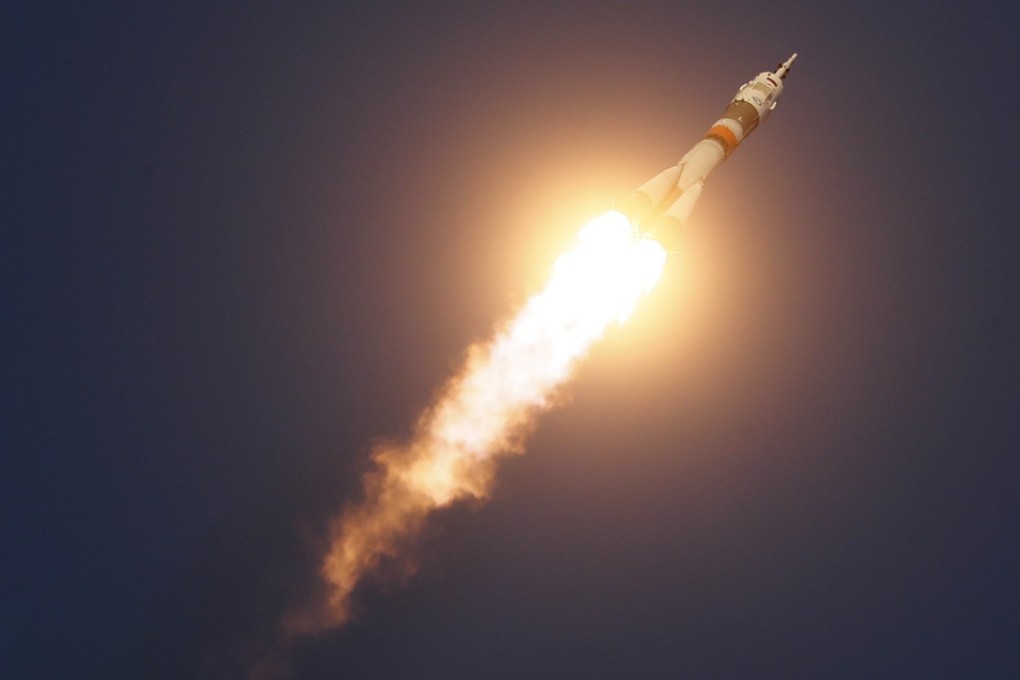 The Russian Soyuz booster rocket after lifting off from the Baikonur Cosmodrome in Kazakhstan on December 3, 2018. Photo: EPA