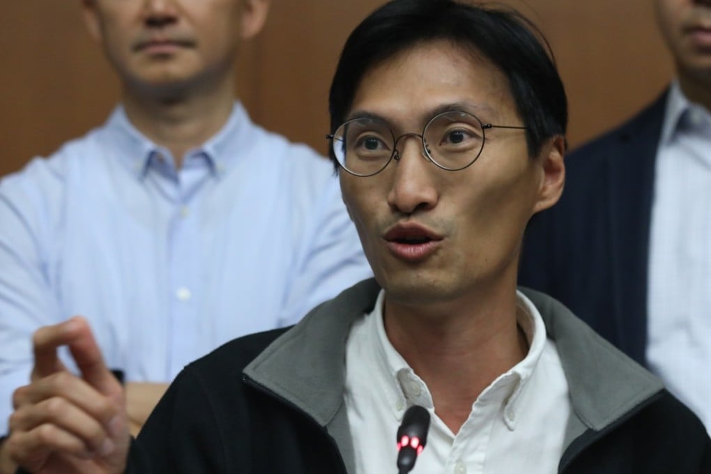 Eddie Chu meets the press after his disqualification from running in a rural representative election. Photo: Dickson Lee