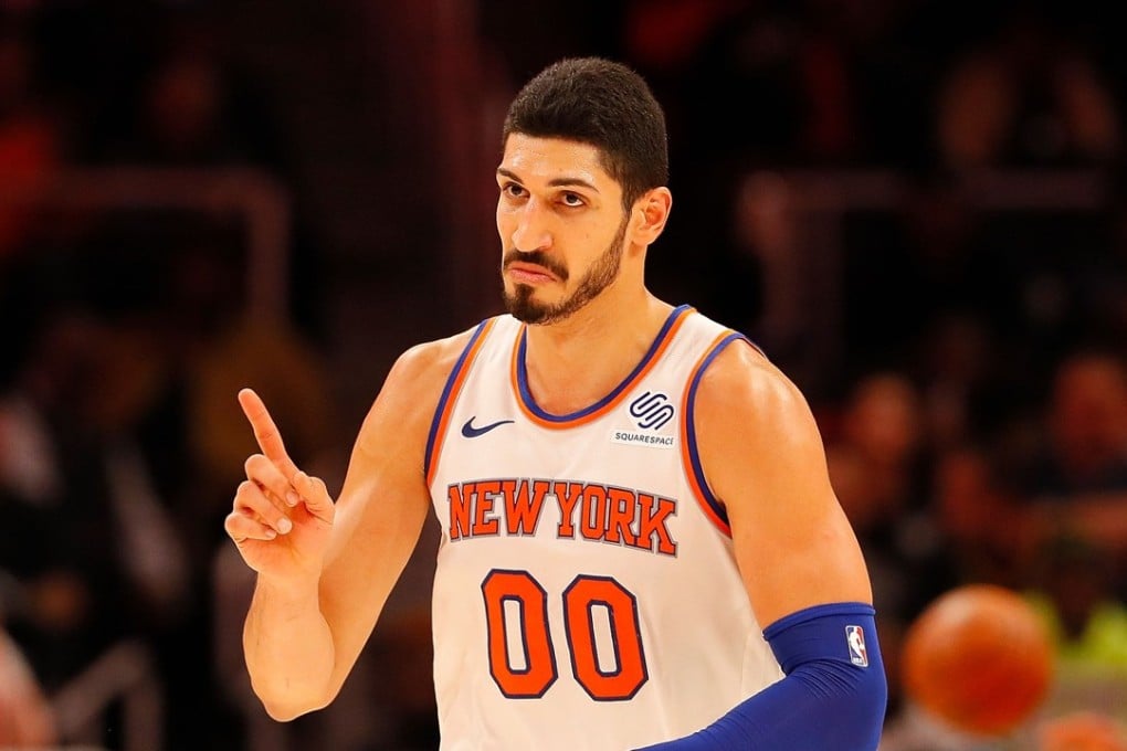 Enes Kanter of the New York Knicks reacts after making a free throw against the Atlanta Hawks. Photo: AFP