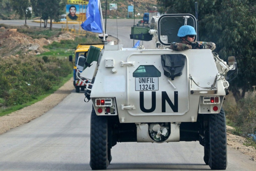A Unifil armoured personnel carrier patrolling the border with Israel near the southern Lebanese village of Kfar Kila. Photo: AFP