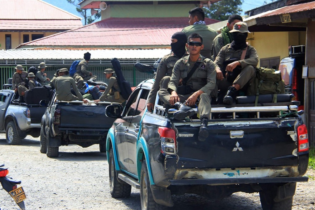 Indonesian Mobile Brigade Police head to Nduga, where 31 construction workers are believed to have been shot dead. Photo: AFP