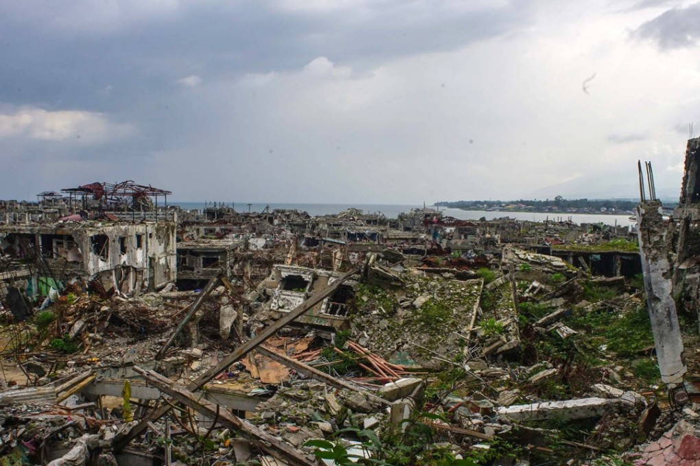 A view of ruins at Marawi City, the site of a five-month armed conflict involving gunmen flying Islamic State flag. Photo: EPA