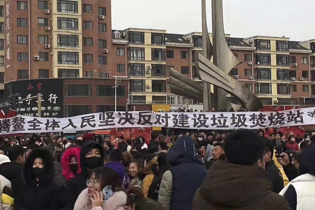 Residents took to the streets to protest over the plans for the incinerator. Photo: Handout