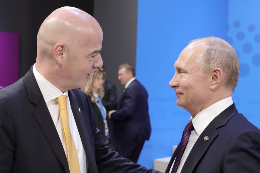 Fifa President Gianni Infantino with Russian President Vladimir Putin at the G20 summit in Buenos Aires, Argentina. Photo: AP