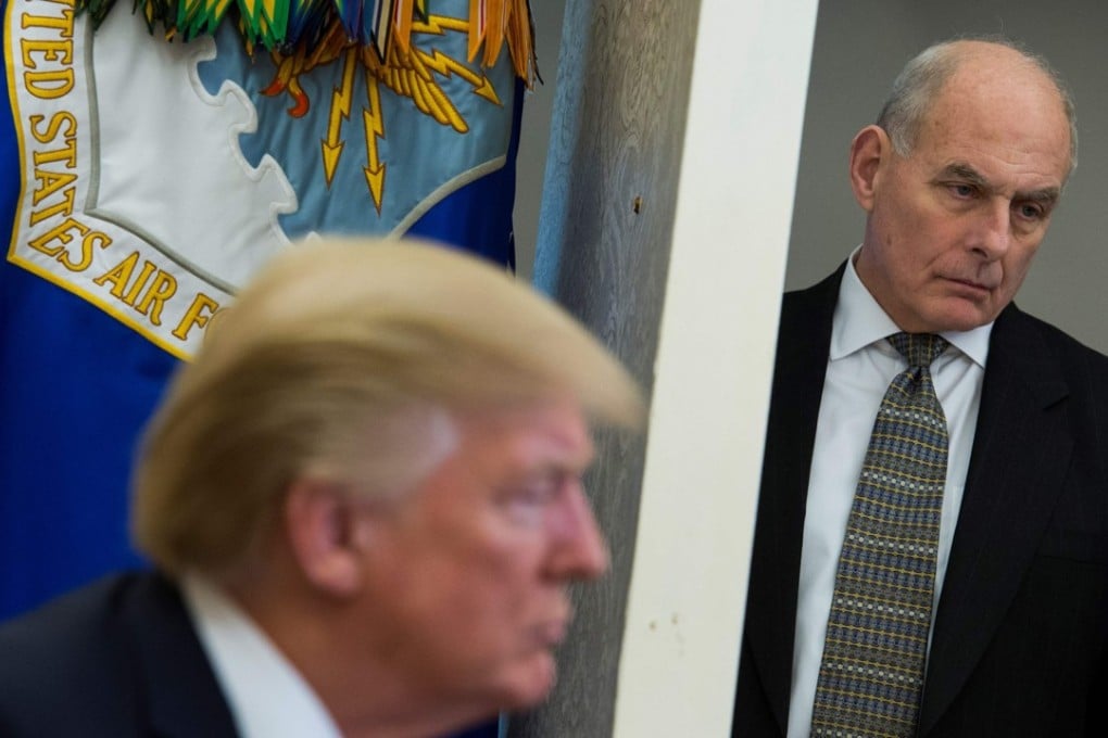 In this file photo taken on February 02, 2018, White House Chief of Staff John Kelly looks on as US President Donald Trump meets with North Korean defectors in the Oval Office at the White House in Washington, DC. Photo: AFP