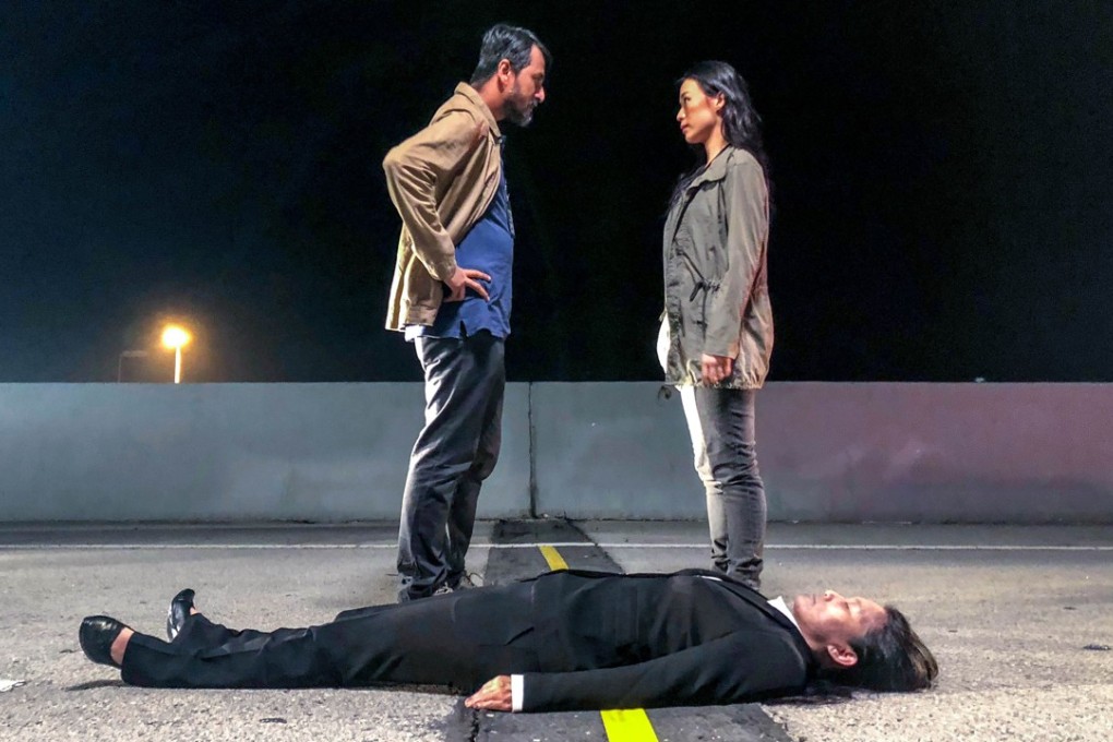 Bront Palarae and Rebecca Lim face off over the body found on the midway point of the Malaysia-Singapore Second Link that connects the two countries, in the Asian version of The Bridge. Picture: HBO Asia
