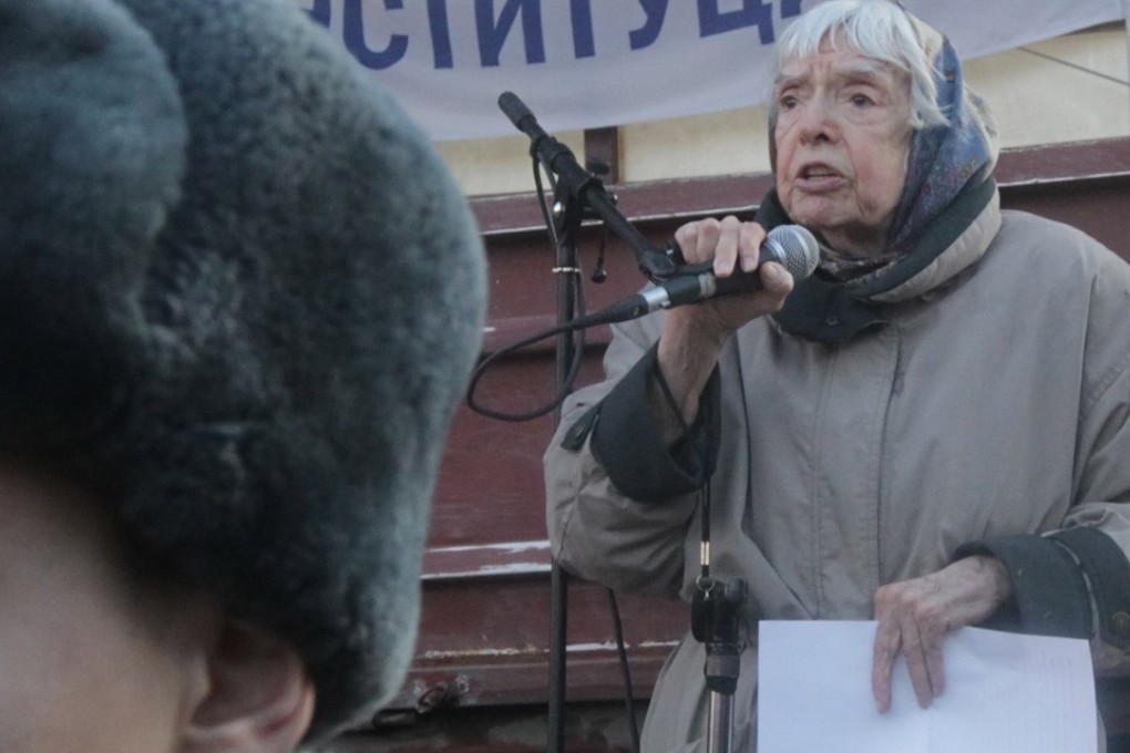 epa07218907 (FILE) - Lyudmila Alexeyeva, a veteran of a movement for human rights, takes part in a protest action to defend 31 articles of the Constitution, guaranteeing freedom of demonstrations, in Moscow, Russia, 31 March 2011 (reissued 09 December 2018). Russian human rights activist and Soviet-era dissident Lyudmila Alexeyeva has died at a hospital in Moscow on 08 December 2018 at the age of 91, media reported. EPA-EFE/MAXIM SHIPENKOV *** Local Caption *** 02663241
