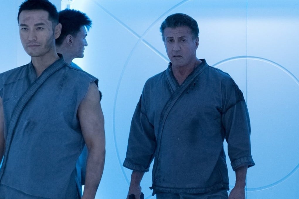 Huang Xiaoming (left) and Sylvester Stallone in Escape Plan 2.