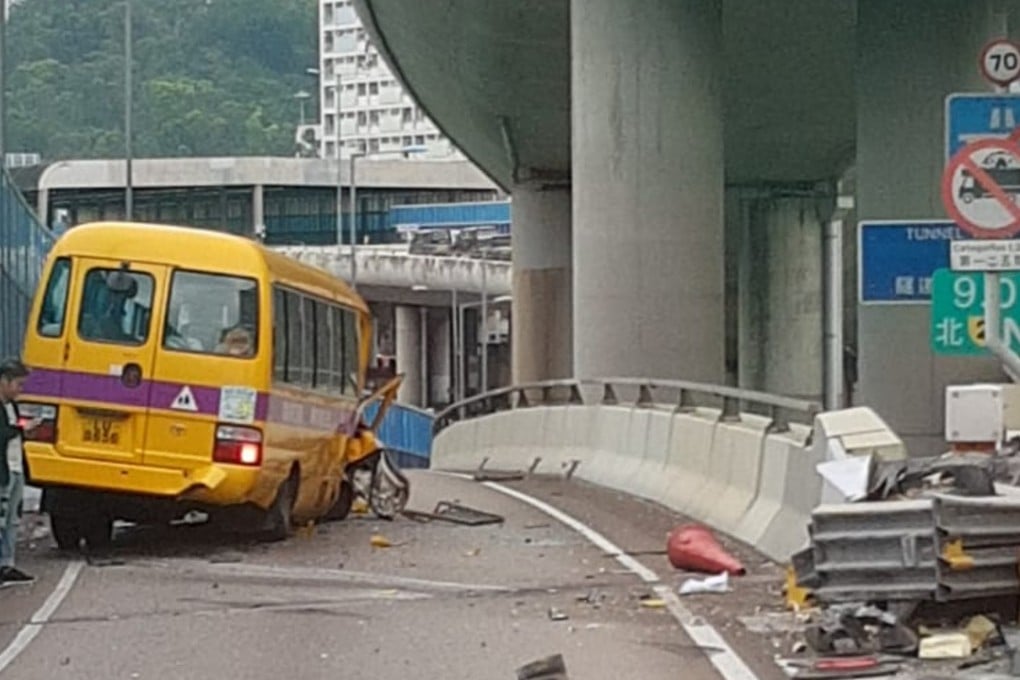 The bus was on the section of the highway off Kai Ching Estate, heading towards Sha Tin. Photo: Handout
