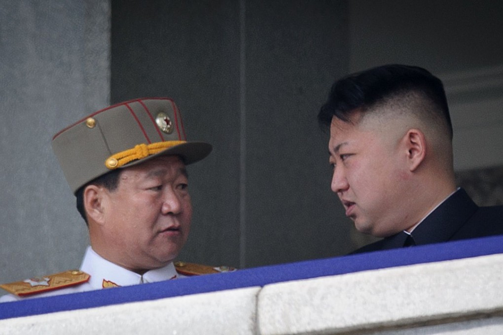 North Korean leader Kim Jong-un, right, in 2013 with a man believed to be Choe Ryong-hae, one of the officials sanctioned by the US Treasury Department on Monday. Photo: AFP
