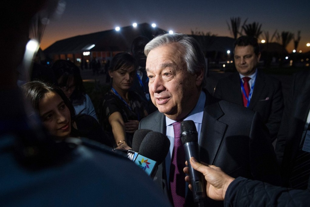 United Nations Secretary General António Guterres speaks to reporters ahead of the UN Migration Conference in Marrakesh on December 9, 2018. Photo: AFP