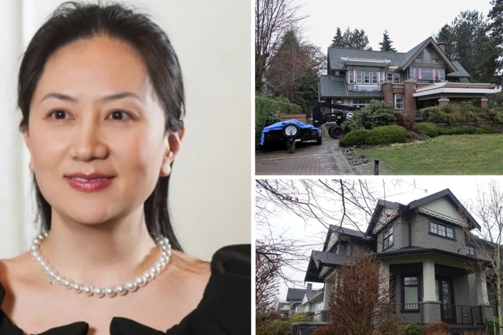 Huawei CFO Sabrina Meng Wanzhou and her two Vancouver homes, which are in the name of husband Liu Xiaozong. The homes in the expensive neighbourhoods of Shaughnessy (top right) and Dunbar (bottom right) are worth C$16.3 million and C$5.6 million respectively. Photos: Ian Young and Huawei handout