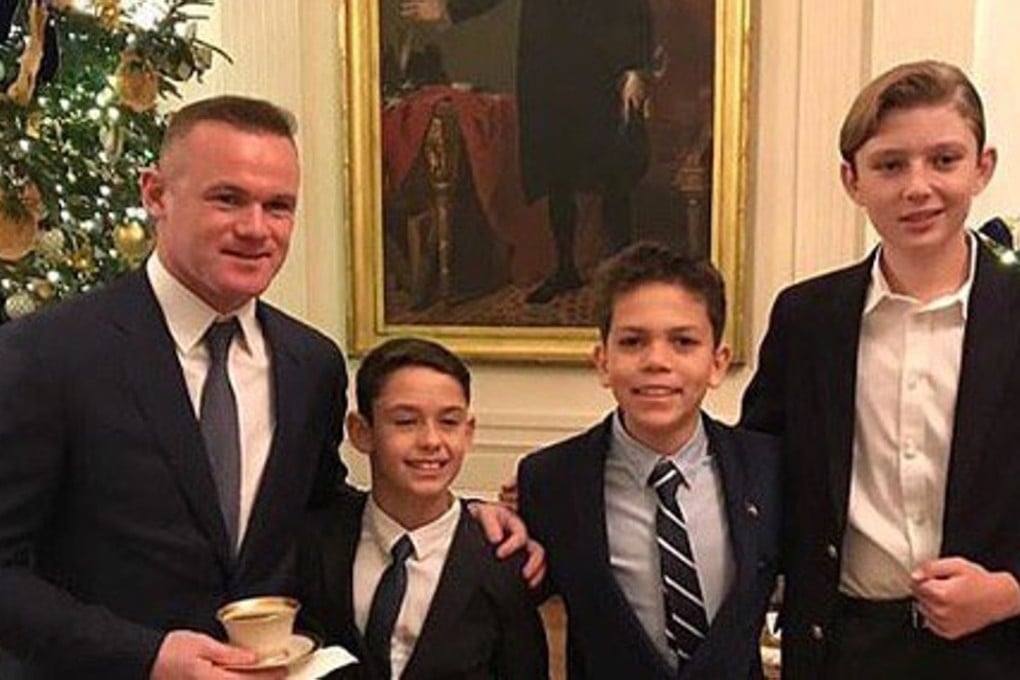 Wayne Rooney (left) and his sons with Donald Trump's son Barron (right). Photo: Twitter