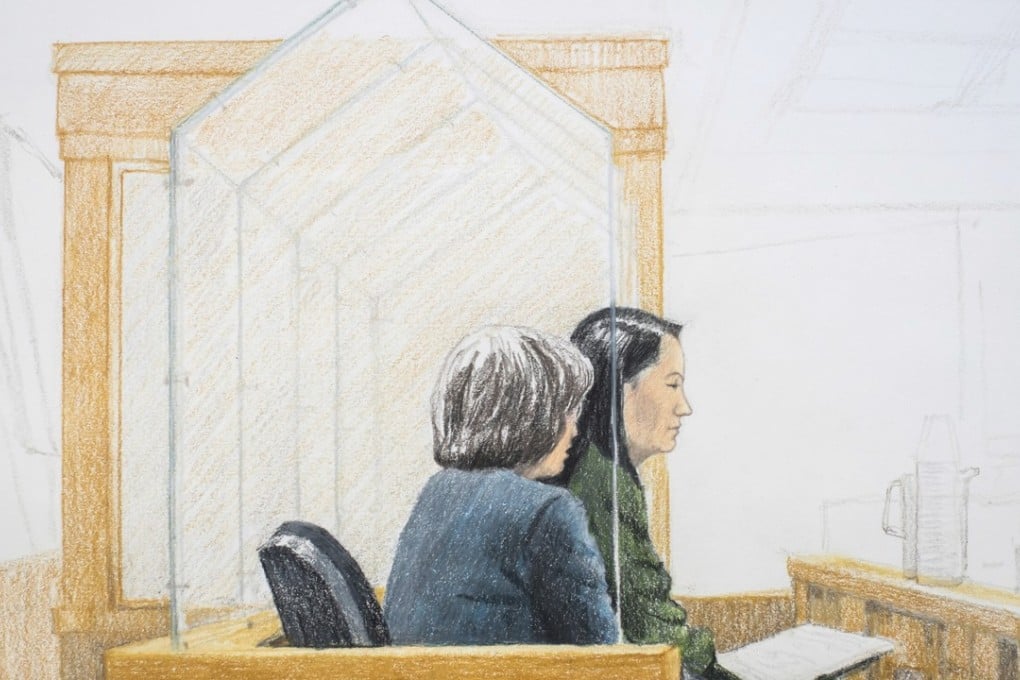 A courtroom sketch of Huawei CFO Meng Wanzhou (right) and a translator during a bail hearing at British Columbia Supreme Court in Vancouver on December 7, 2018. Photo: AP/Jane Wolsak