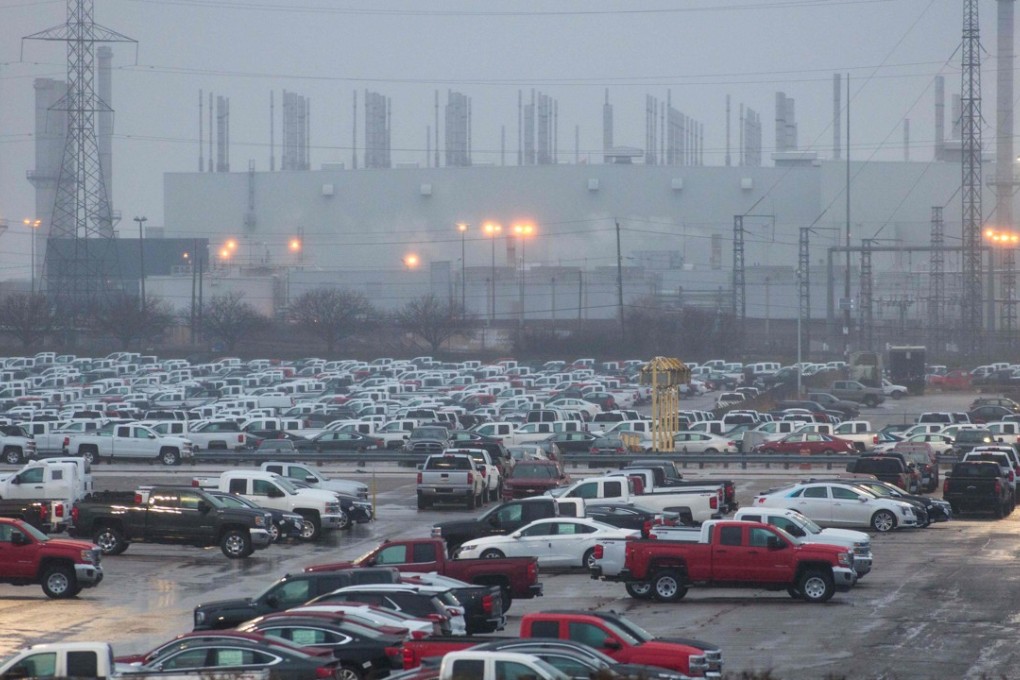 General Motor vehicles parked outside the GM Assembly plant in Oshawa, Ontario. Photo: AFP