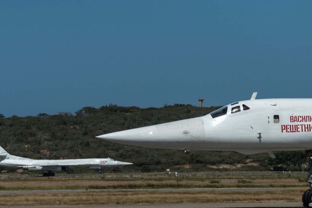 The two Russian Tupolev Tu-160 strategic long-range heavy supersonic bomber aircraft in Venezuela. Photo: AFP