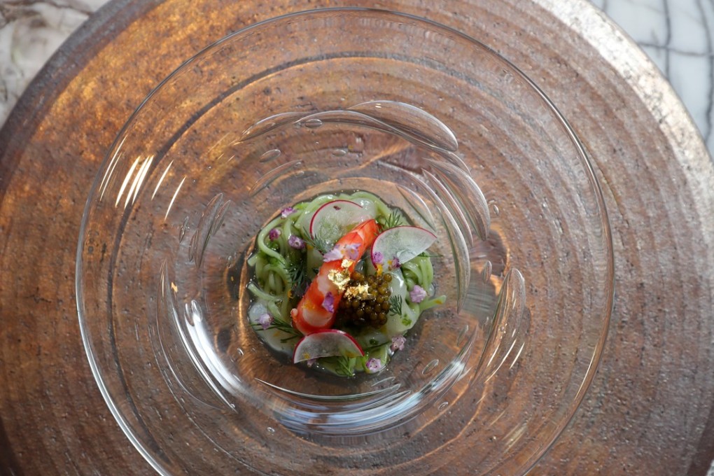 Shiroebi with ebi, caviar, fennel and olive somen at Ryota Kappou Modern restaurant in Central. Photo: Winson Wong