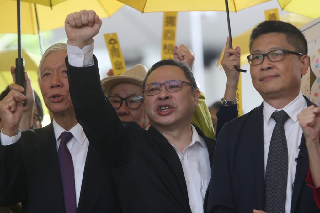(From left): Occupy co-founders Reverend Chu Yiu-ming, Benny Tai and Dr Chan Kin-man have pleaded not guilty to all the charges. Photo: Winson Wong