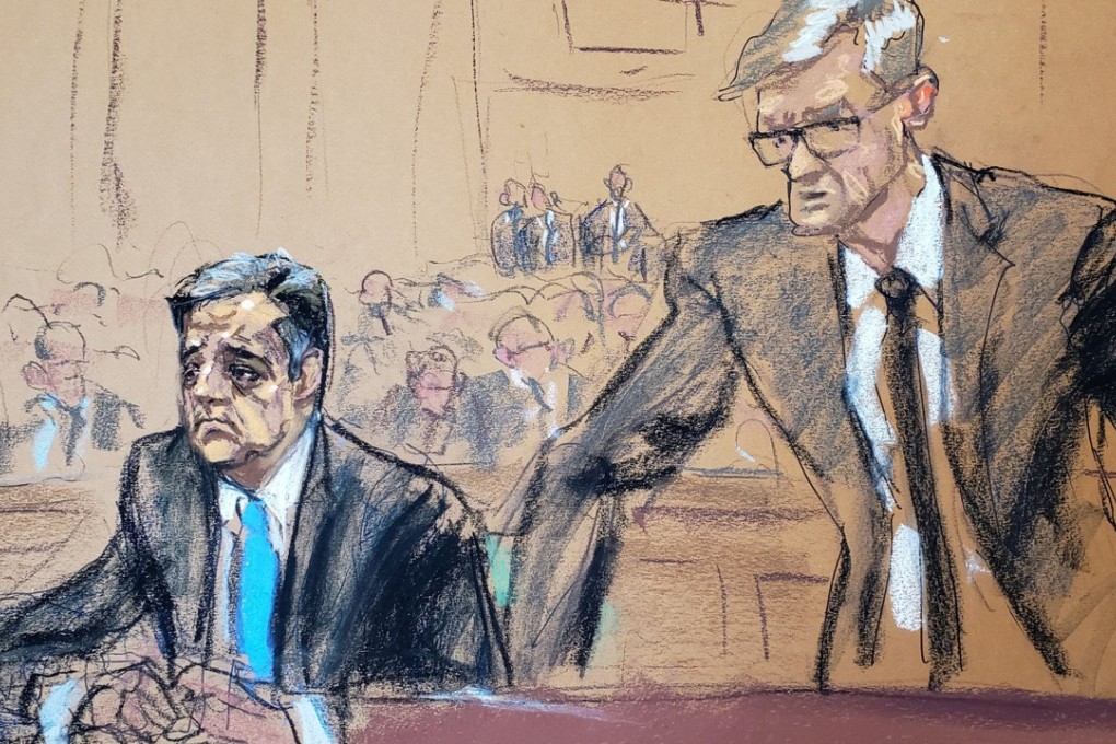 Michael Cohen (left), US President Donald Trump's former personal lawyer, attends his sentencing hearing in New York on Wednesday with attorney Guy Petrillo in this courtroom sketch. Graphic: Reuters
