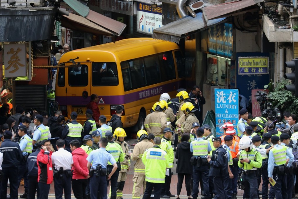 Four people were killed and 11 others injured when an unmanned school bus rolled 100 metres down a North Point street in Hong Kong this month. Photo: Dickson Lee