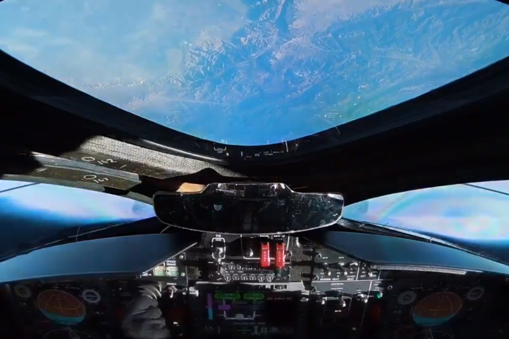 A scene from the cabin of SpaceShipTwo on Thursday, looking down on Earth from an altitude of about 50 miles (80km). Photo: Virgin Galactic