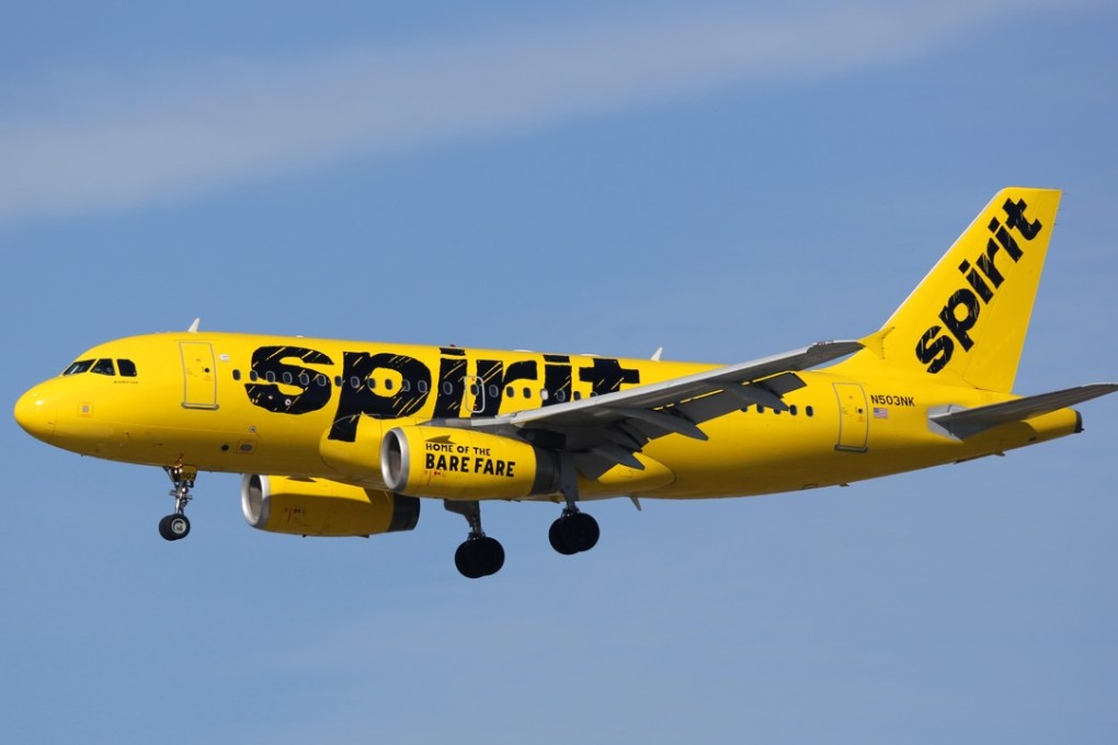 HH3EGC Los Angeles, United States - February 19, 2016: A Spirit Airlines Airbus A319 with the registration N503NK landing at Los Angeles International Airpor. Photo: ALAMY