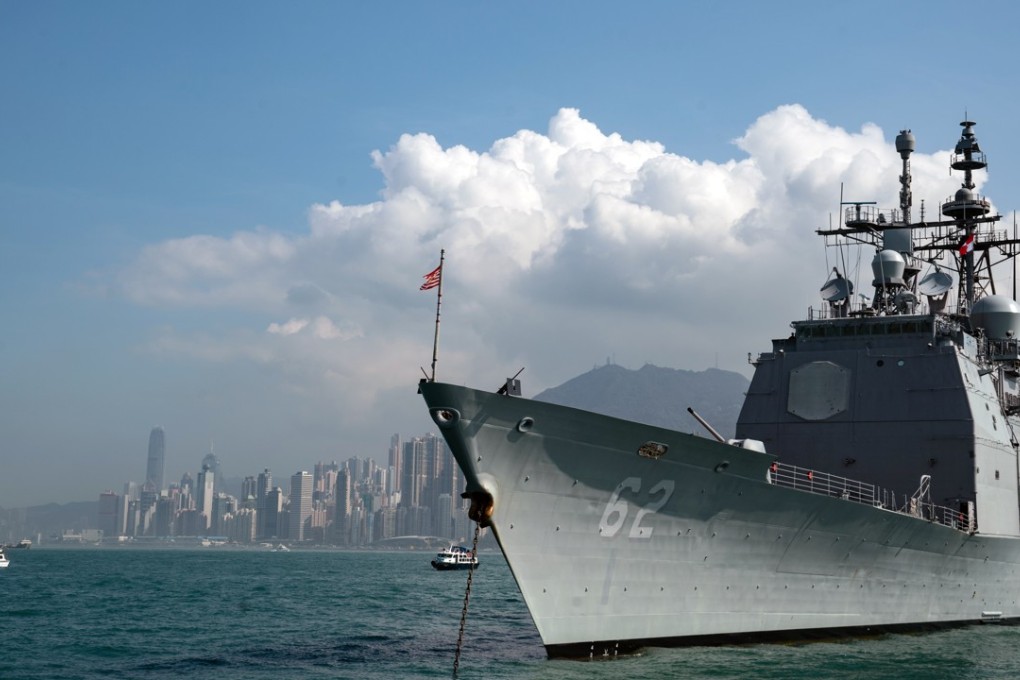 The USS Chancellorsville anchored in Hong Kong’s Victoria Harbour on November 21. The USS Chancellorsville, USS Curtis Wilbur and the aircraft-carrier USS Ronald Reagan were among a trio of American naval vessels that were allowed to make a port call, days after a US Congressional report expressed concern that Beijing was tightening its grip on Hong Kong. Photo: Bloomberg