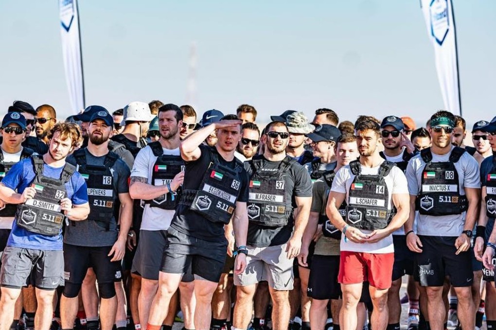 Athletes line up for the start of the men’s desert run. Photos: Dubai CrossFit Championship