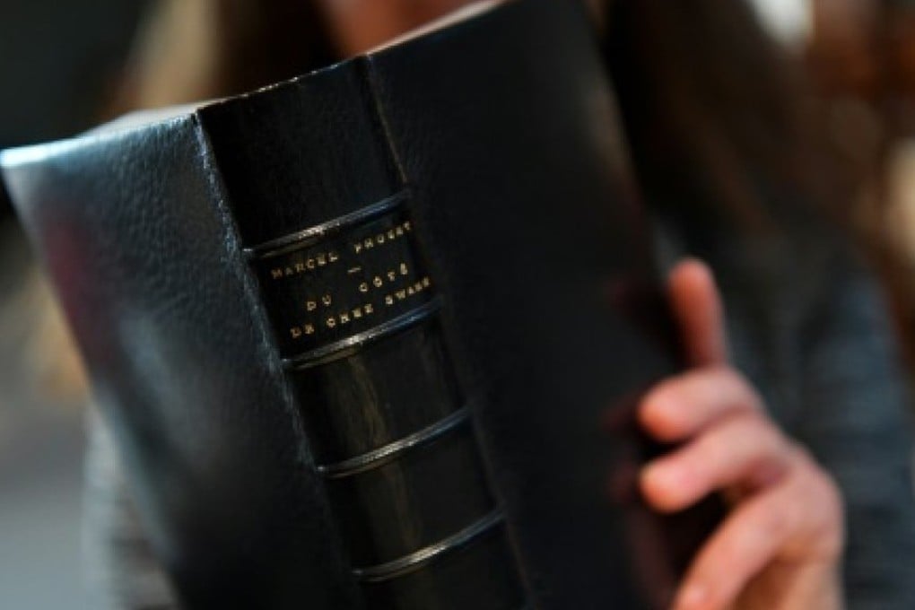 A copy of Marcel Proust's 'Du cote de chez Swann' ['Swann's Way'] that sold at Sotheby's for 535,500 euros last year. Another copy has just sold for almost triple that amount. Photo: Agence France-Presse