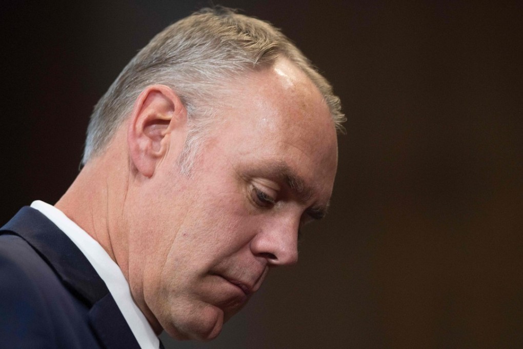 Donald Trump’s embattled interior secretary, Ryan Zinke, is stepping down, following a series of scandals in which he is accused of using his position for personal gain. File photo: EPA