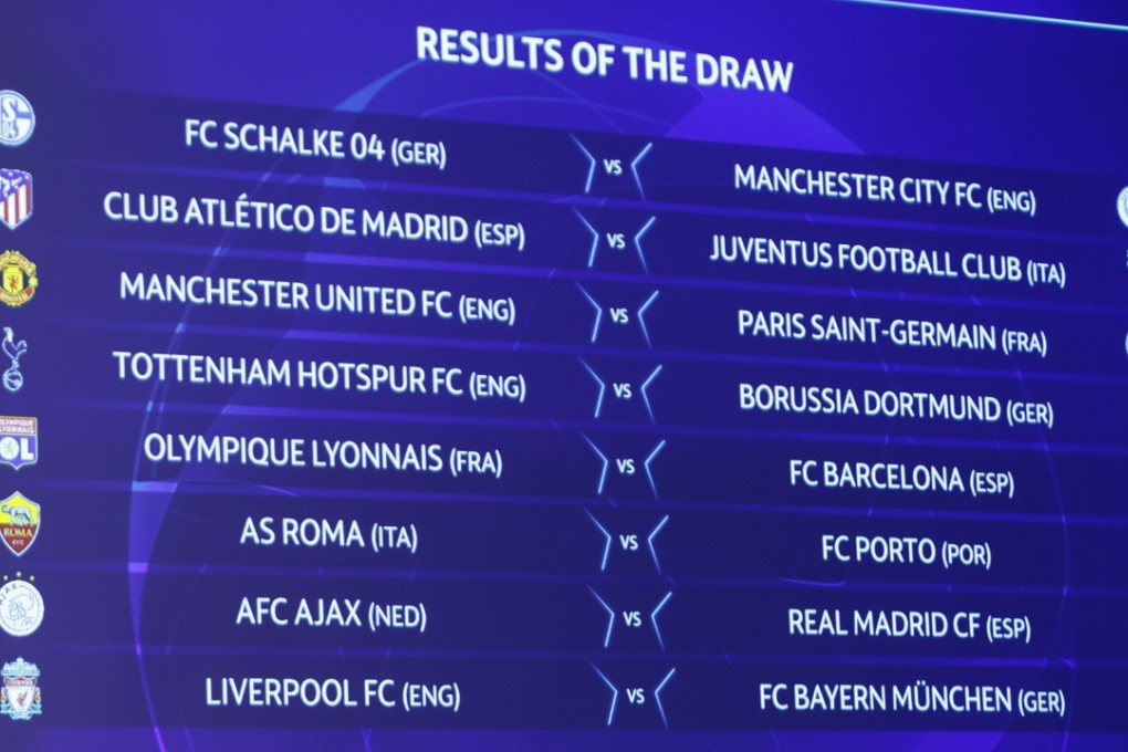 General view of the fixtures on an electronic panel during the drawing ceremony of the Uefa Champions League round of 16 matches in Nyon, Switzerland. Photo: EPA